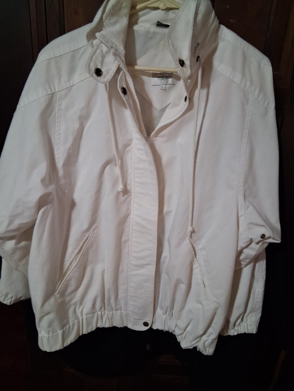 Van Heusen White Lightweight Drawstring Utility Jacket Sz L